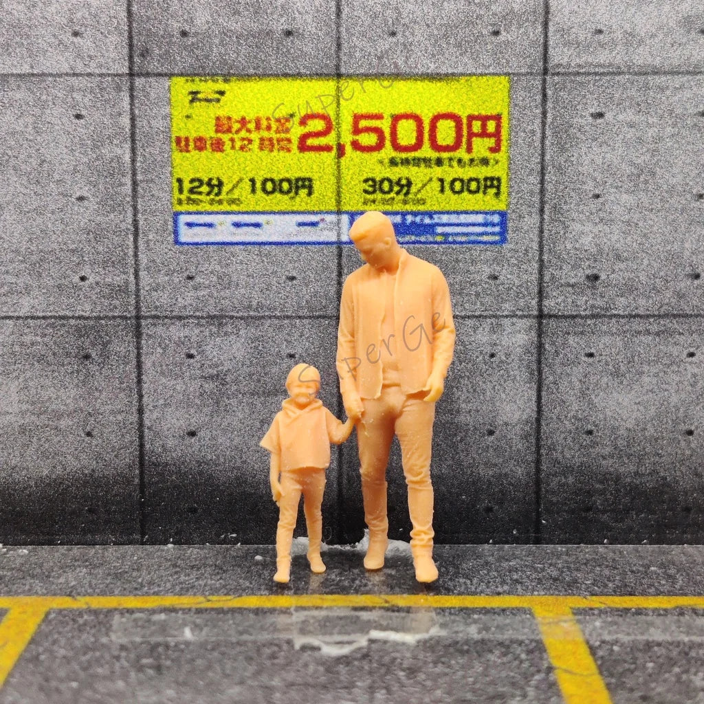 1/64 1/43 Scale Model ResinWarm Father and Daughter Can Not Be SeparatedUncolored Miniature Diorama Hand-painted S106