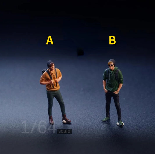 SZ Produced Diorama 1/64 Scale Figurines Model Fashion Boy Leisure Traveler Collection Miniature Hand-painted