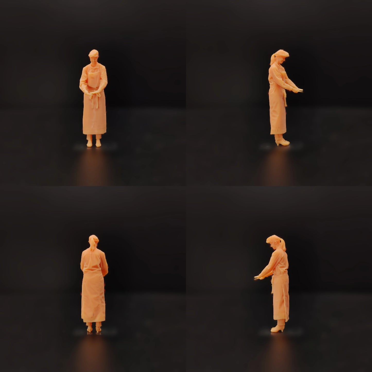 1/64 1/43 Scale Model Resin Chef Waiter Spoon Spread Sauce Uncolored Miniature Diorama Hand-painted T631 T632