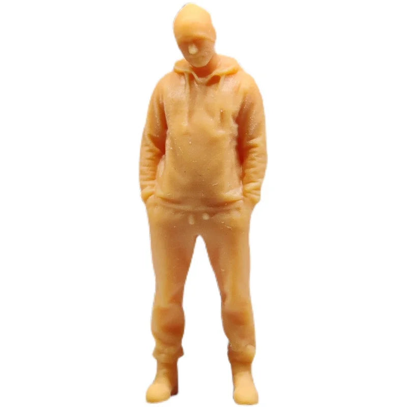 1/64 1/43 Scale Model Resin Hands In Pockets, Head Down, Hat Weaving ManUncolored Miniature Diorama Hand-painted S631