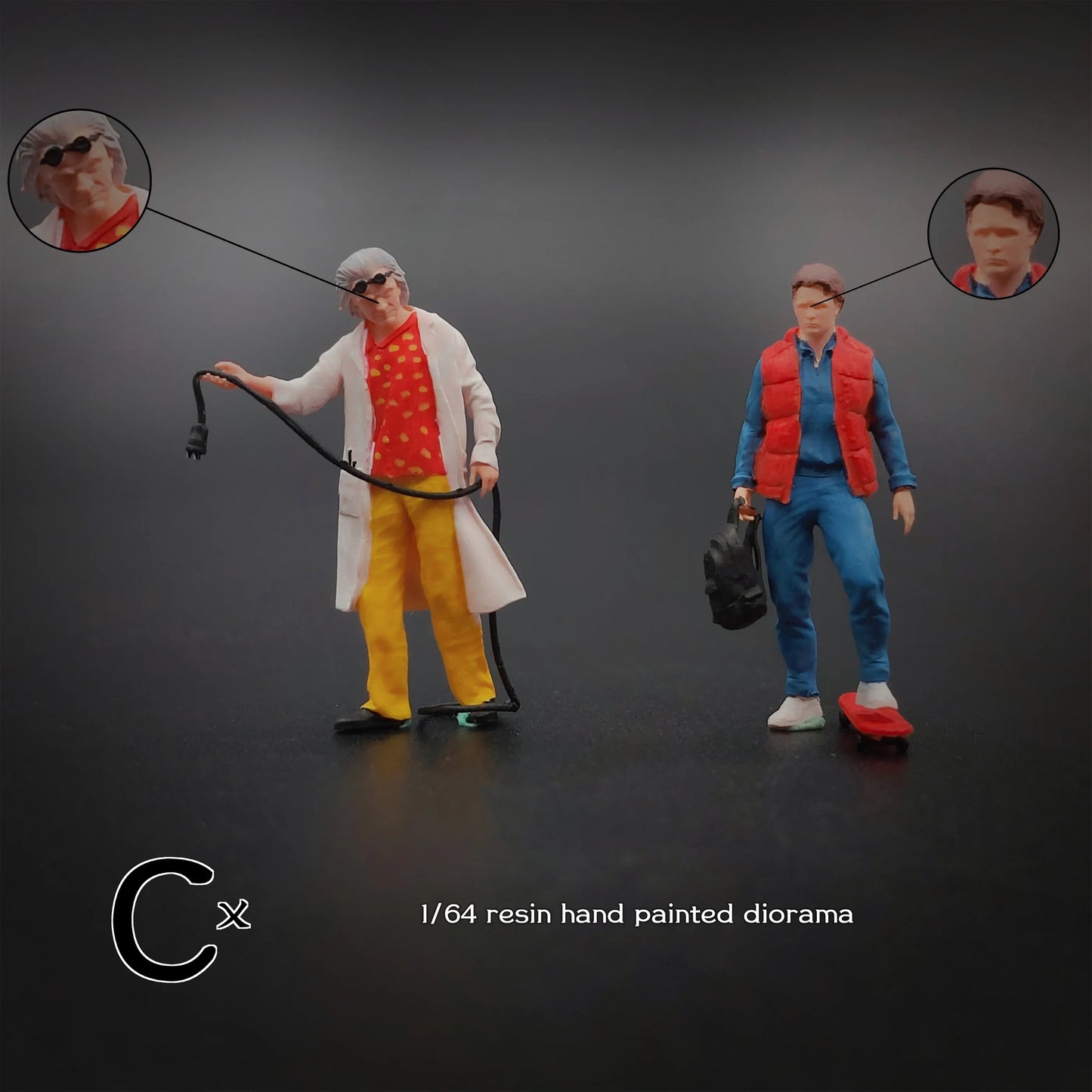 Cx Miniatures 1/64 Scale Figurines Model Back To The Future Duo Collection Miniature Hand-painted