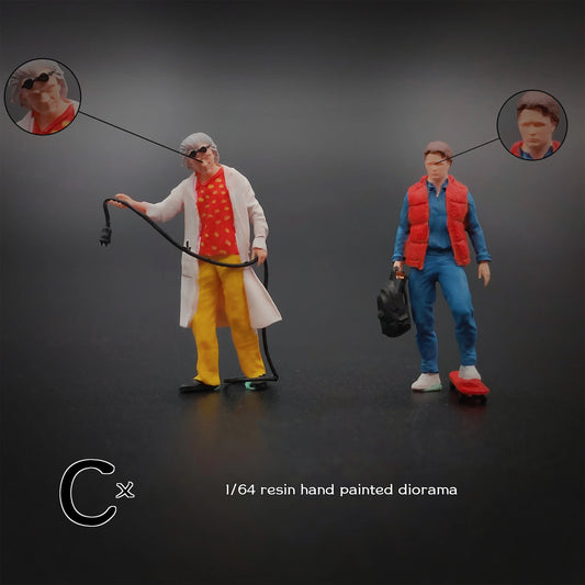 Cx Miniatures 1/64 Scale Figurines Model Back To The Future Duo Collection Miniature Hand-painted