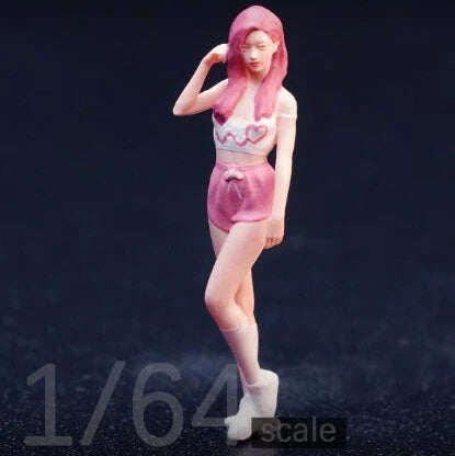 SZ Produced Diorama 1/64 Scale Figurines Model Pink Spicy Girl Collection Miniature Hand-painted