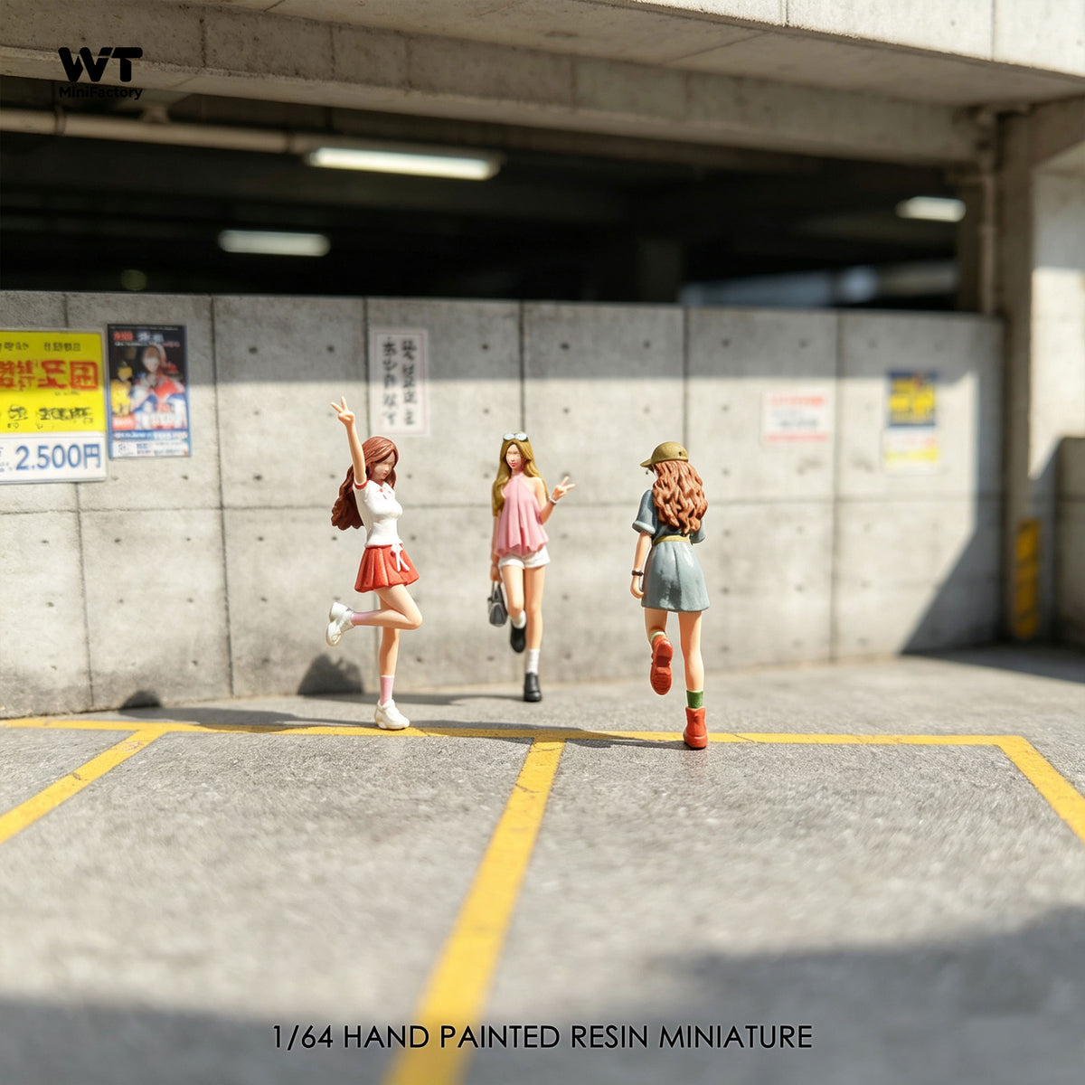 WT Minifactory 1/64 Scale Figurines Model Gesture Girl Trio Collection Miniature Hand-painted