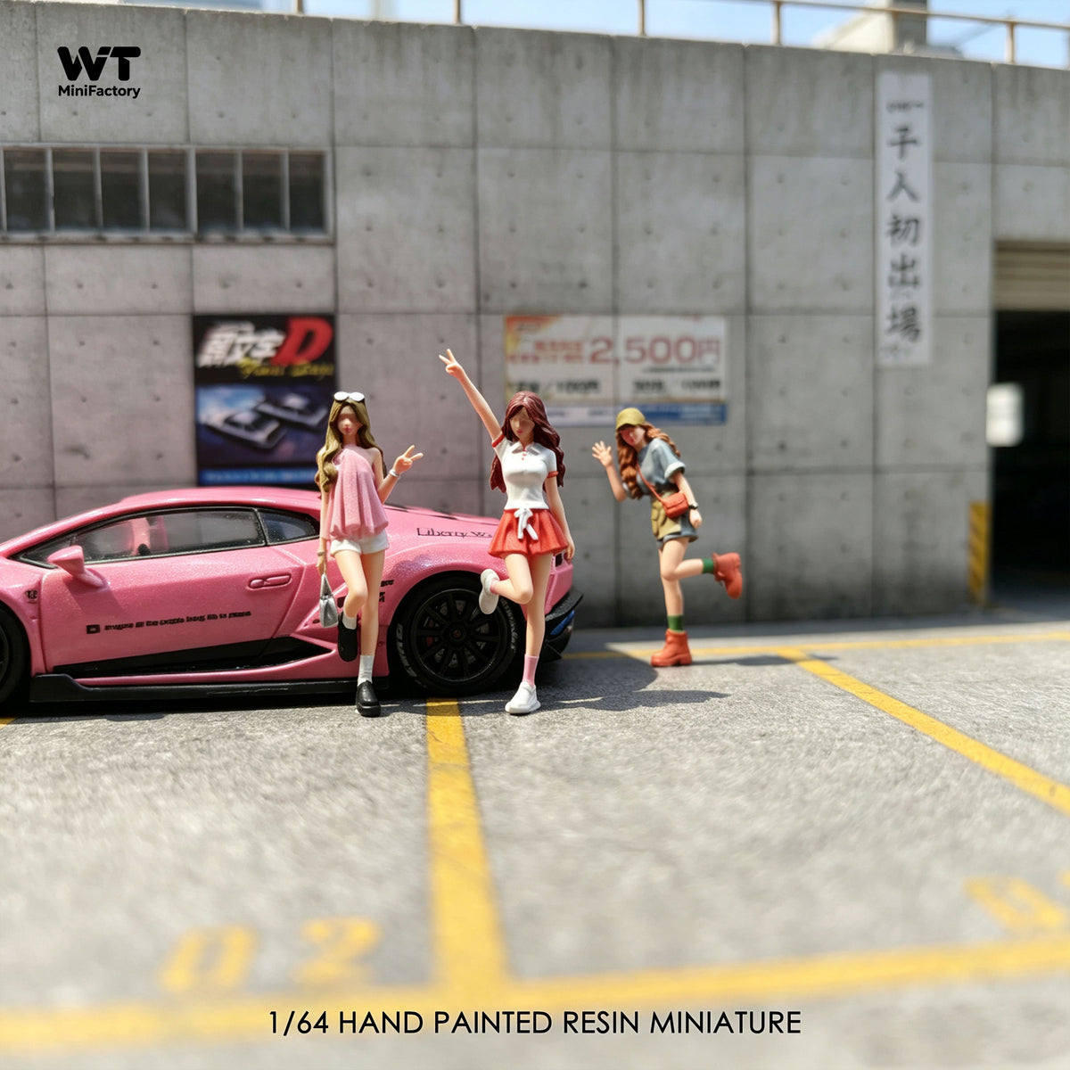 WT Minifactory 1/64 Scale Figurines Model Gesture Girl Trio Collection Miniature Hand-painted