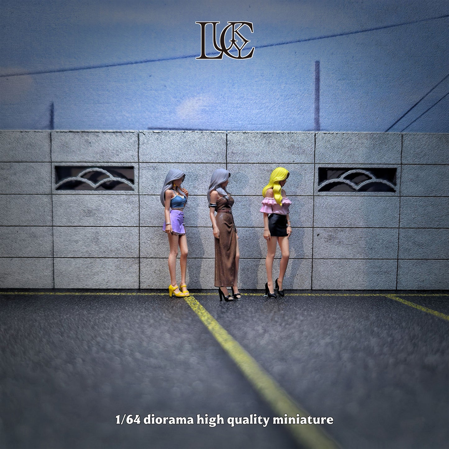 Lucky Studio 1/64 Scale Figurines Model  Triplets Three Sisters Trio Collection Miniature Hand-painted
