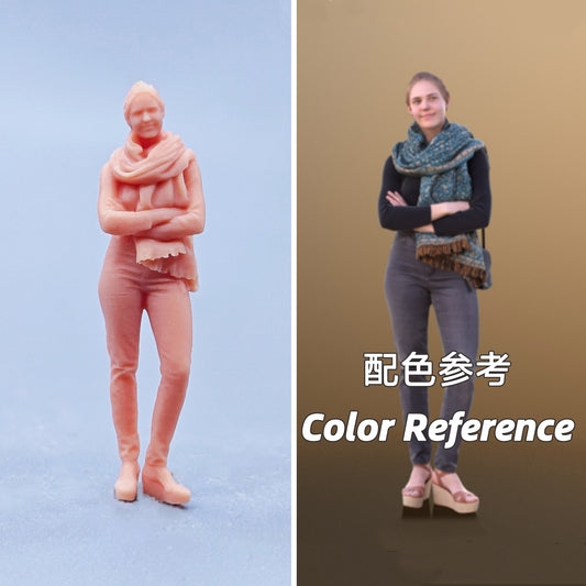 1/64 1/43 Figurines Scale Model Resin Scarf Backpack for Women Uncolored Miniatures Diorama Hand-painted D302
