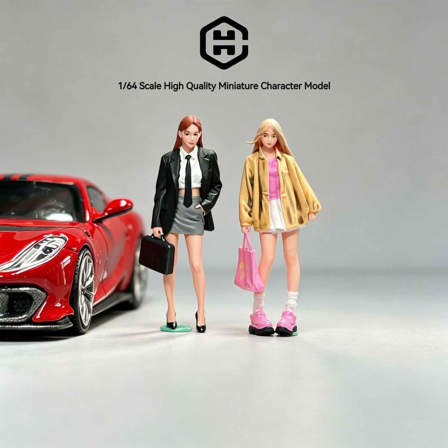 EHC Model 1/64 Scale Figurines Model Handbag Girl Duo Collection Miniature Hand-painted