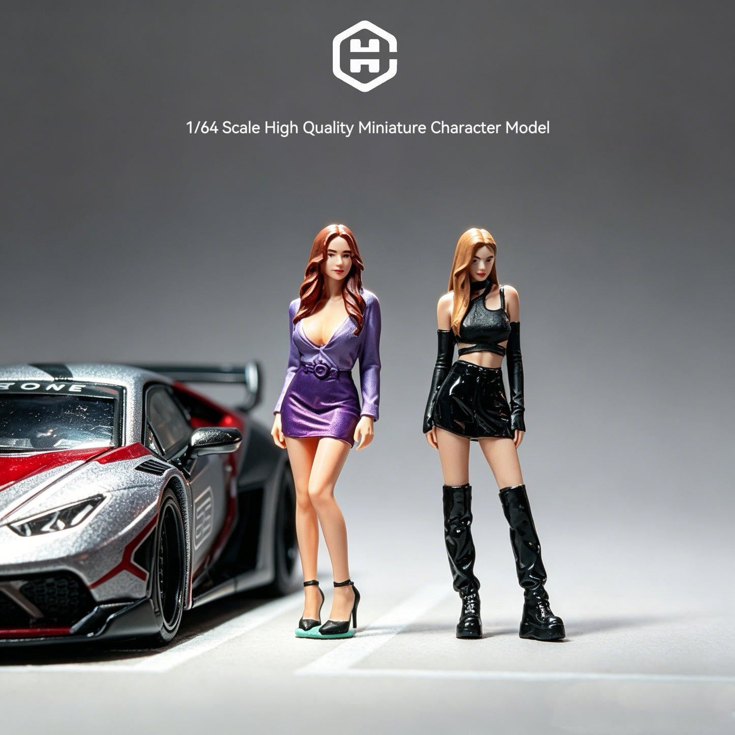 EHC Model 1/64 Scale Figurines Model Hong Kong Style Female Cyclists Duo Collection Miniature Hand-painted