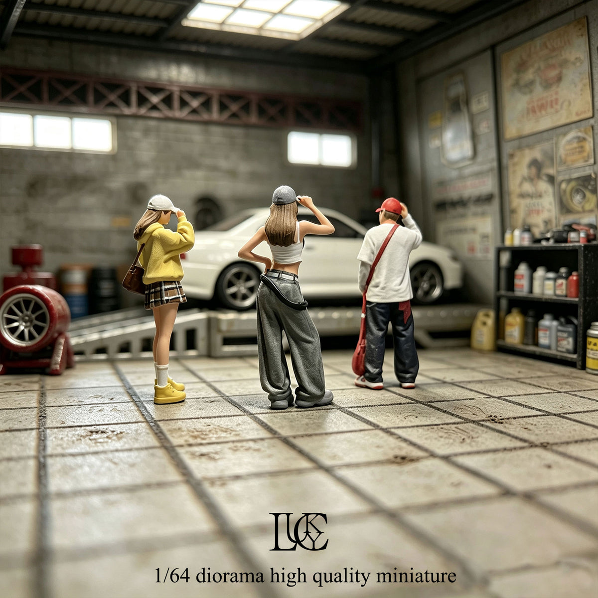 Lucky Studio 1/64 Scale Figurines Model The Hat-Holding Trio Collection Miniature Hand-painted