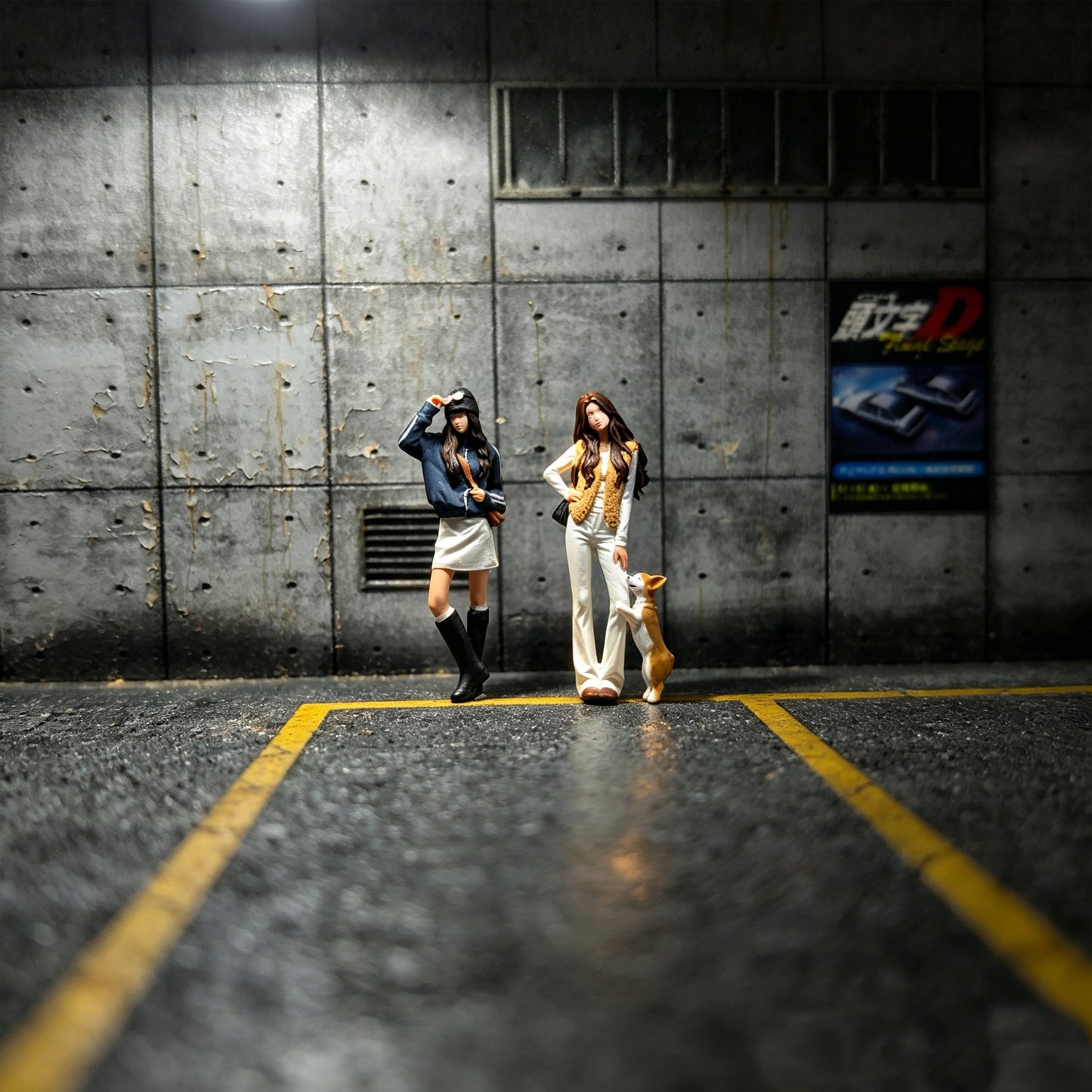 WT Minifactory 1/64 Scale Figurines Model Girl Walking Her Dog Duo Collection Miniature Hand-painted