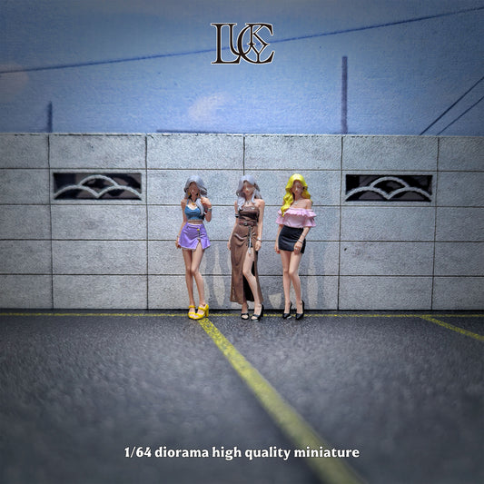 Lucky Studio 1/64 Scale Figurines Model  Triplets Three Sisters Trio Collection Miniature Hand-painted