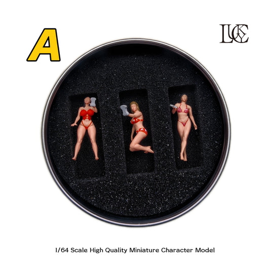 Lucky Studio 1/64 Scale Figurines Model Car Wash Girl Trio  Miniature Hand-painted