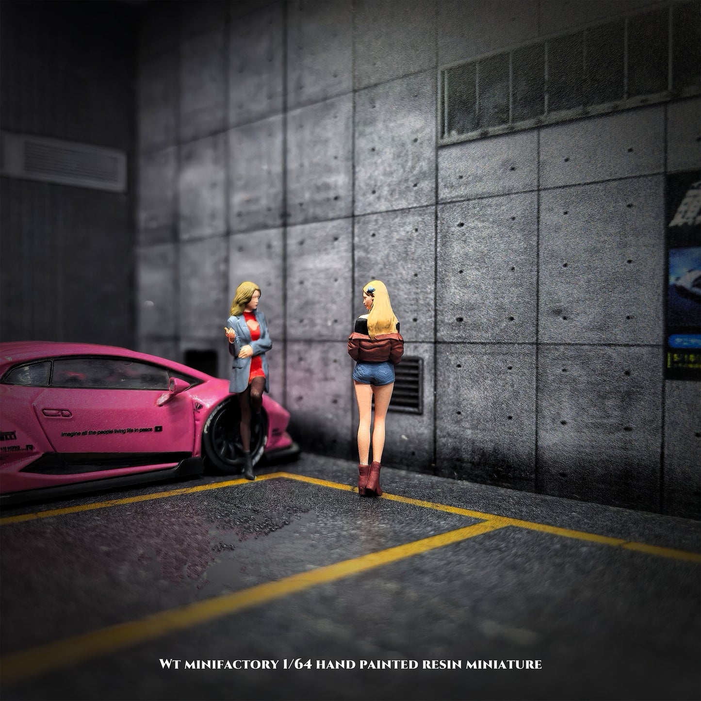 WT Minifactory 1/64 Scale Figurines Model The Smoking Girls Duo Collection Miniature Hand-painted