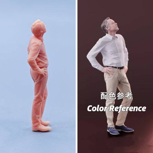 1/64 1/43 Figurines Scale Model Resin The Man Cross Your Hips and Look Up At The Sky Uncolored Miniatures Diorama Hand-painted D322