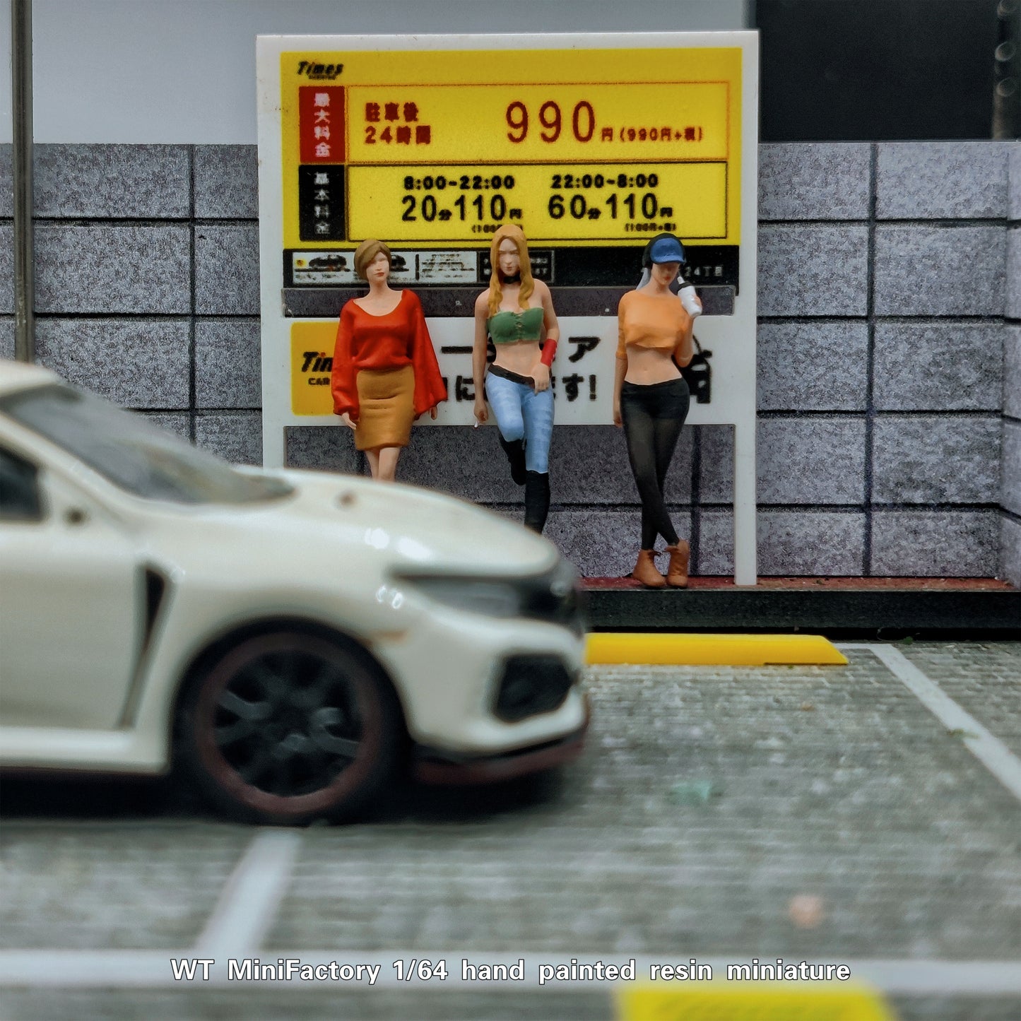 WT Minifactory 1/64 Scale Figurines Model  Beautiful Girls Waiting for The Bus Trio Collection Miniature Hand-painted