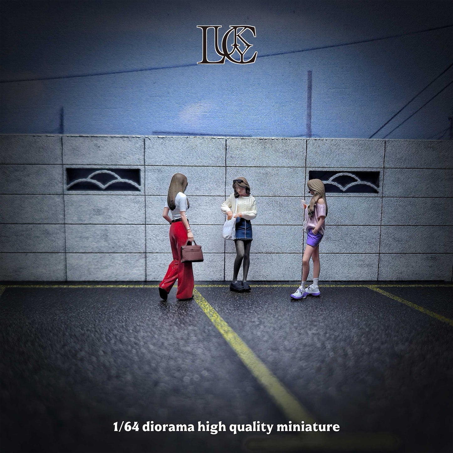 Lucky Studio 1/64 Scale Figurines Model Shopping Sunglasses Female Trio Collection Miniature Hand-painted