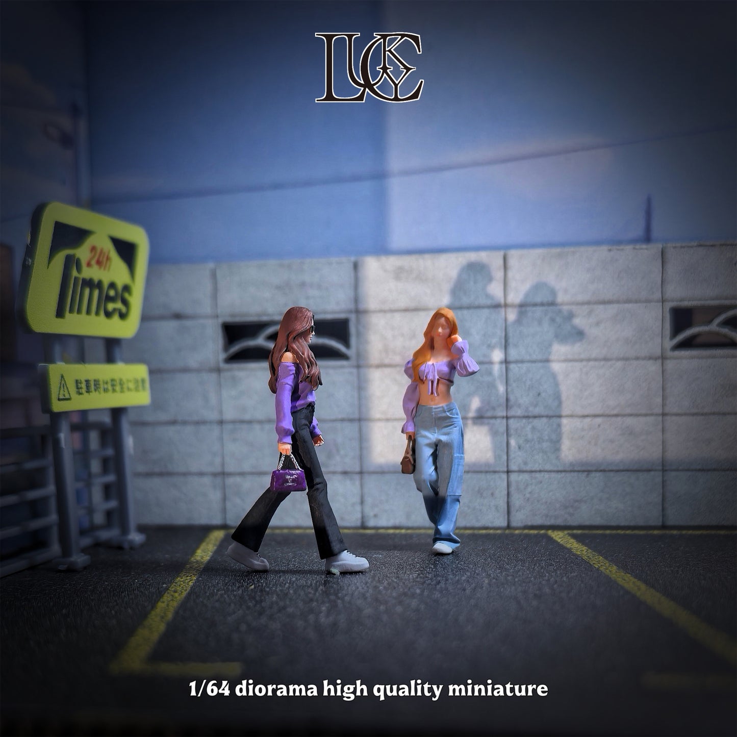 Lucky Studio 1/64 Scale Figurines Model Purple Clad Girl Duo Collection Miniature Hand-painted
