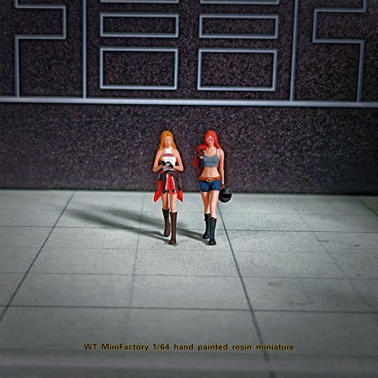 WT Minifactory 1/64 Scale Figurines Model Female Rider Sisters Duo Collection Miniature Hand-painted