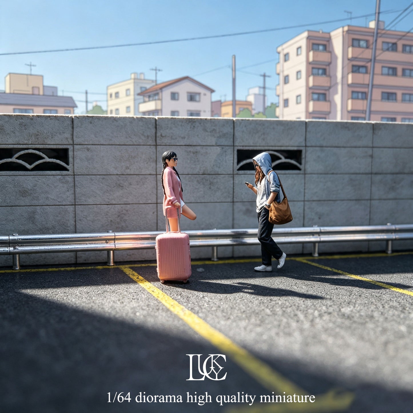 Lucky Studio 1/64 Scale Figurines Model Girl Traveling Set Collection Miniature Hand-painted