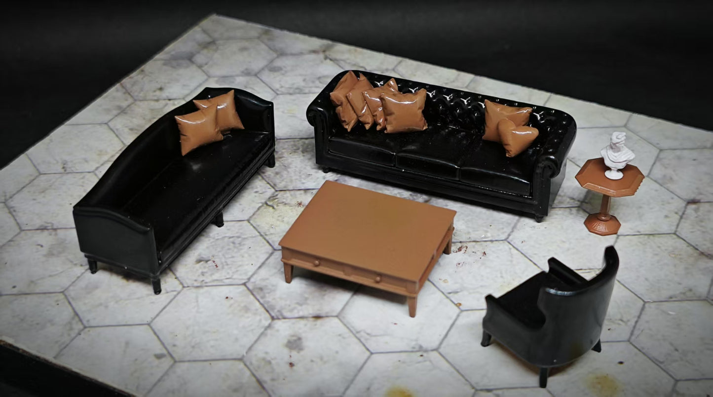 WX-MADE 1/64 Scale Figurines Model 6-piece Set of Accessories Sofa Collection Miniature Hand-painted