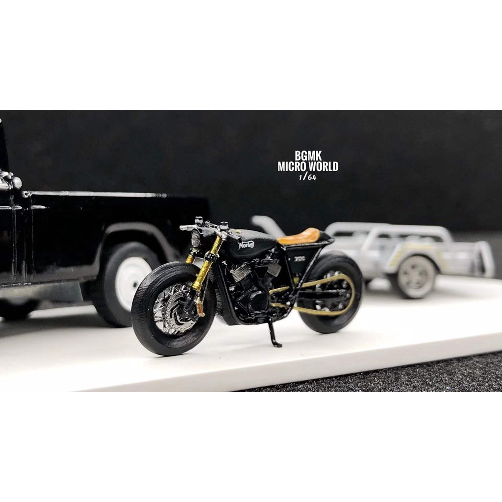 1/64 Café Motorcycle Black + Trailer