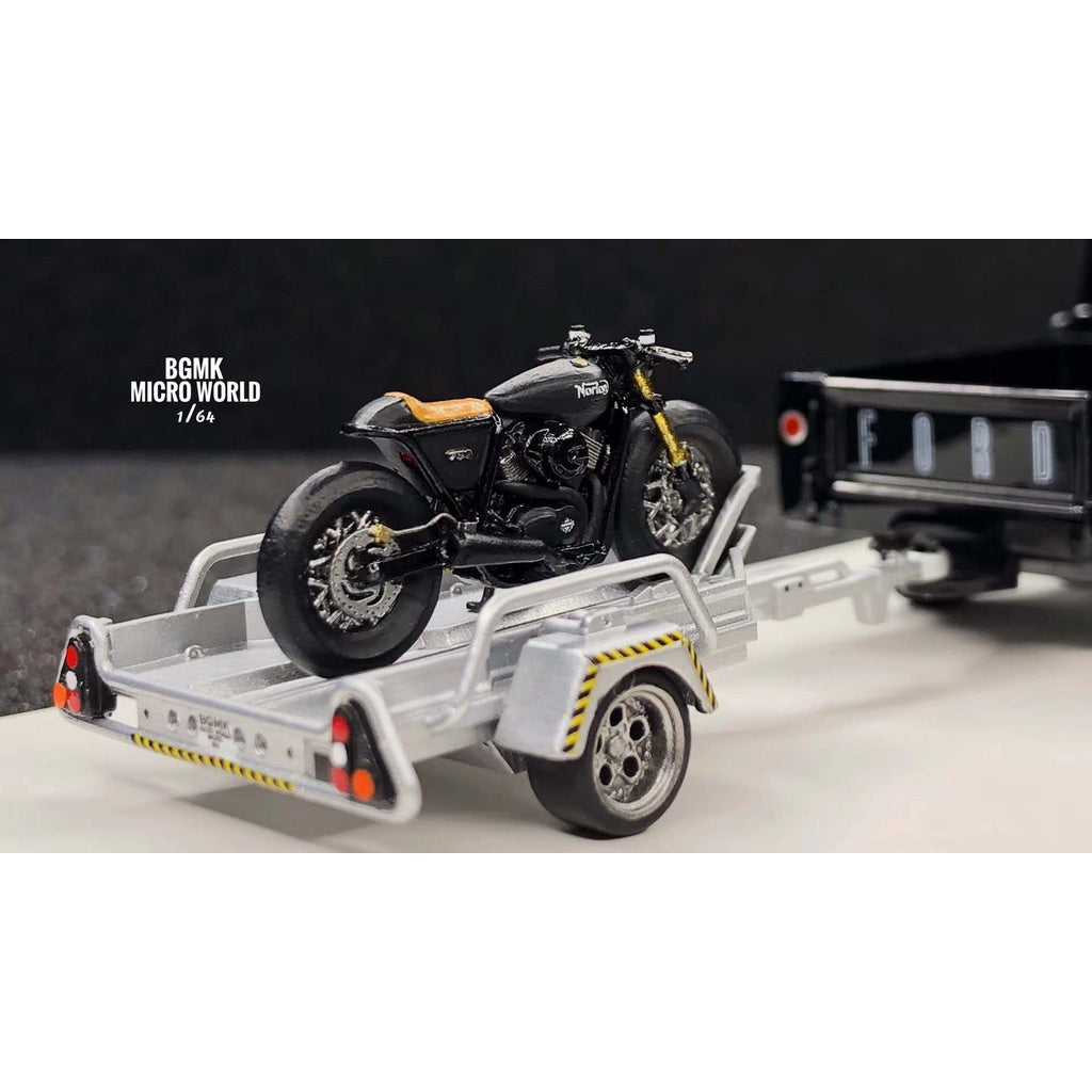 1/64 Café Motorcycle Black + Trailer