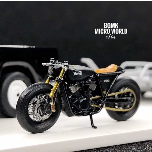 1/64 Café Motorcycle Black + Trailer