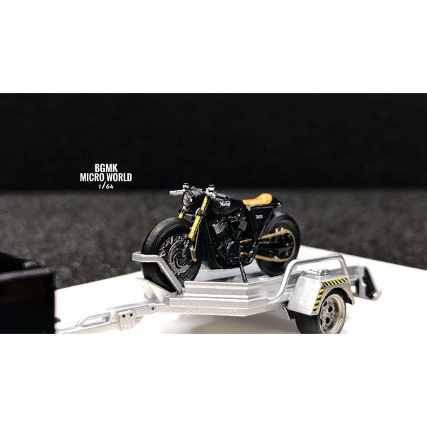 1/64 Café Motorcycle Black + Trailer